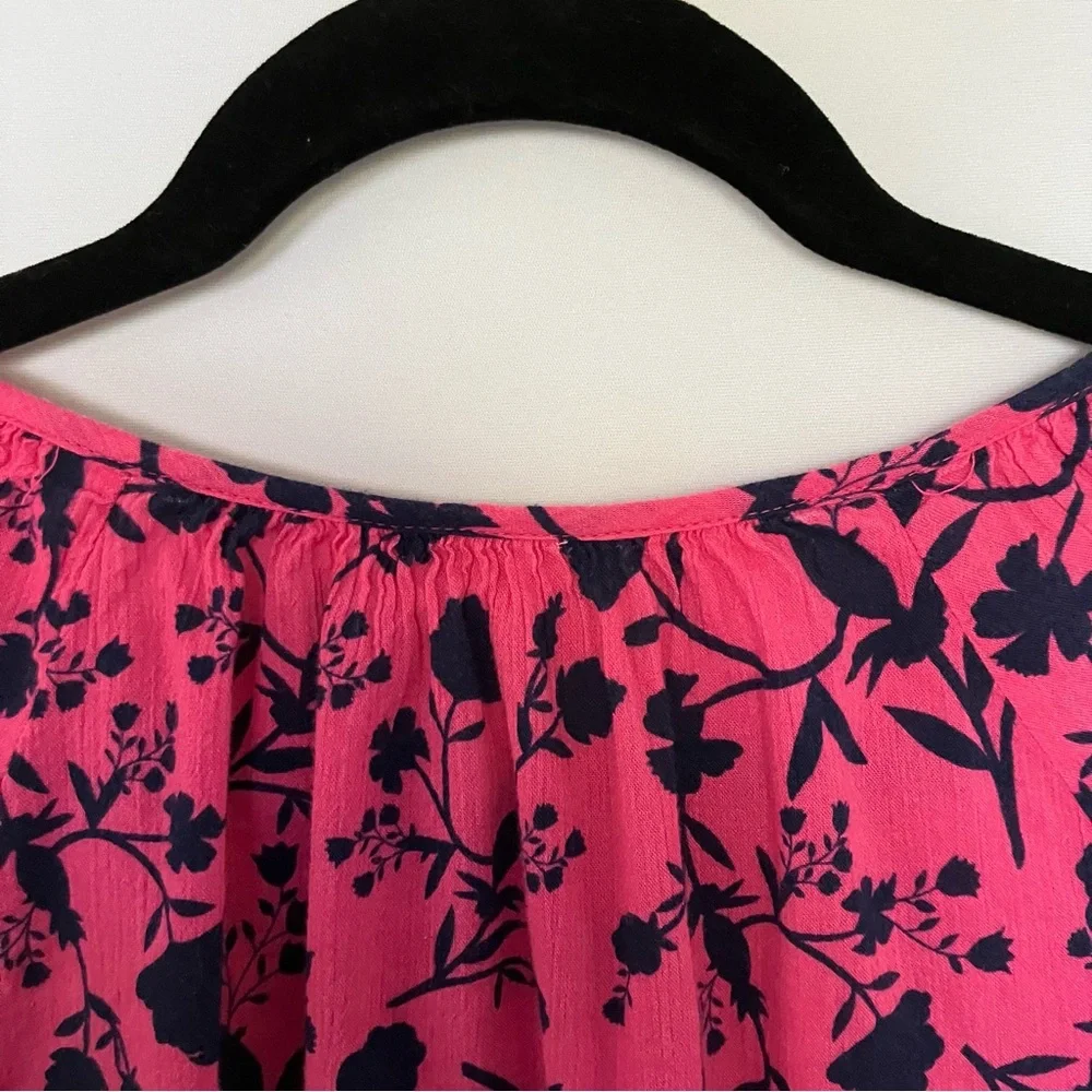 St. John's Bay Small Pink and Dark Navy Floral Blouse - Picture 4 of 10